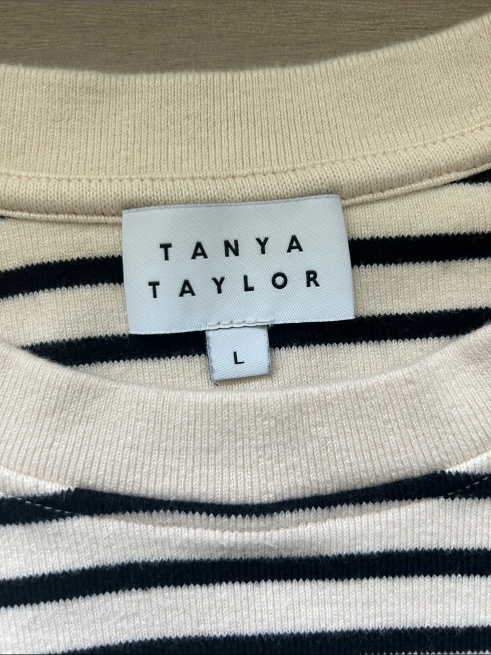 Tanya Taylor Carlita Top Cream and Black Striped Knit - Picture 3 of 11